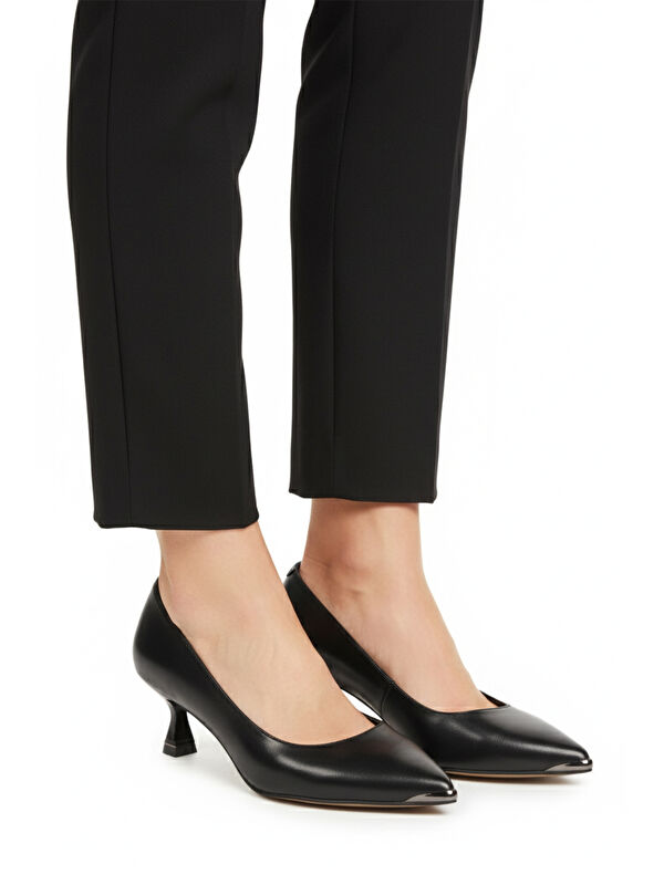 Siyah İnce Kısa Topuklu Kadın Abiye Ayakkabı 357171 Z - Görsel 2