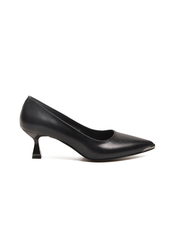 Siyah İnce Kısa Topuklu Kadın Abiye Ayakkabı 357171 Z - Görsel 3