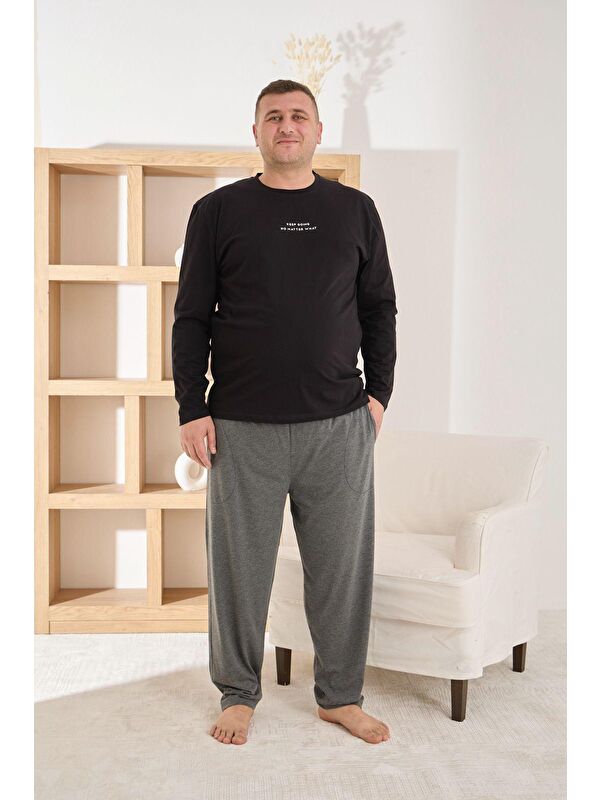 Formo Erkek %100 Pamuk Uzun Kollu Baskılı Battal Kaliteli Rahat Pijama Takımı