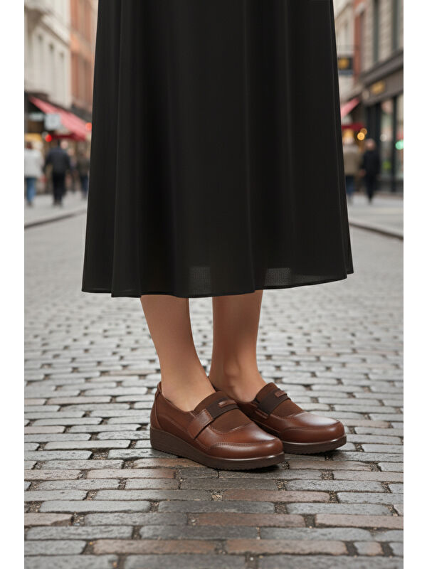 Taba Cırtlı Anatomik Hafif Esnek Kadın Casual Ayakkabı 293127 Z - Görsel 4