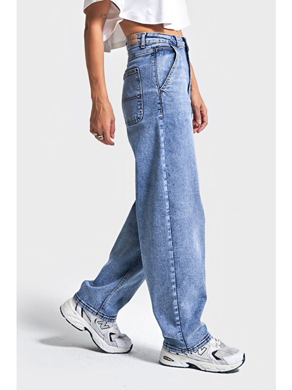 It's Basic Kadın Snow Jean Rengi 4s6-27 Skater Fit Esnek Kumaş Denim Jean