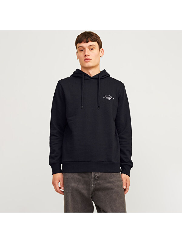 Jack & Jones Ferris Erkek Siyah Kapüşonlu Sweatshirt