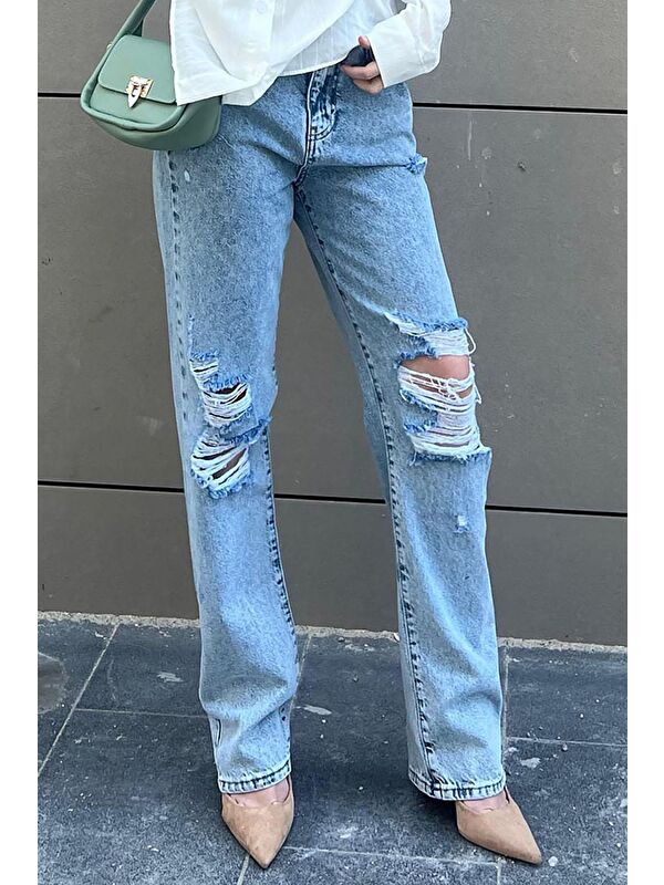Madmext Açık Mavi Straight Fit Jean Mg2031
