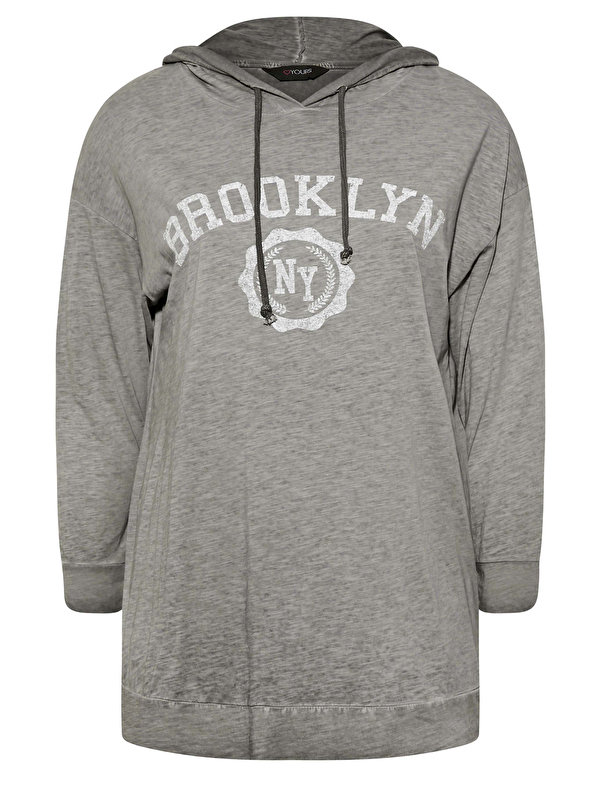 Stil Diva Büyük Beden Kapüşonlu Uzun Kollu Baskılı Sweatshirt 301145