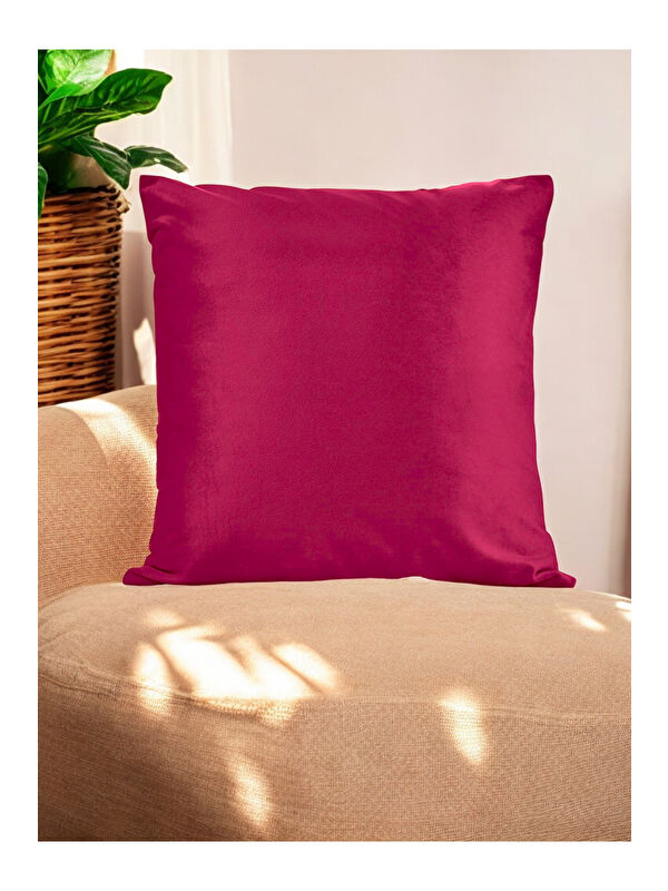 Asdiva Malcolm Kadife Dokulu Fuşya Kırlent Kılıfı-45X45