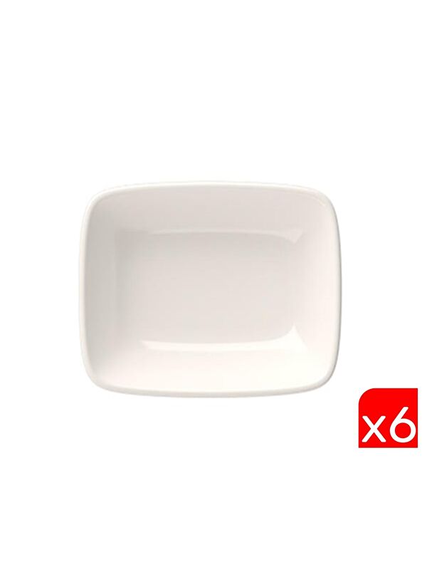 TABAK EVİ Porselen Quadro Dikdörtgen Kayık Tabak 14X9,8cm 6 lı