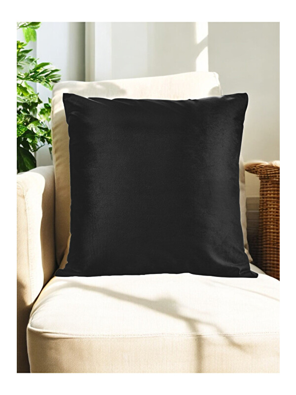 Asdiva Malcolm Kadife Dokulu Siyah Kırlent Kılıfı-45x45
