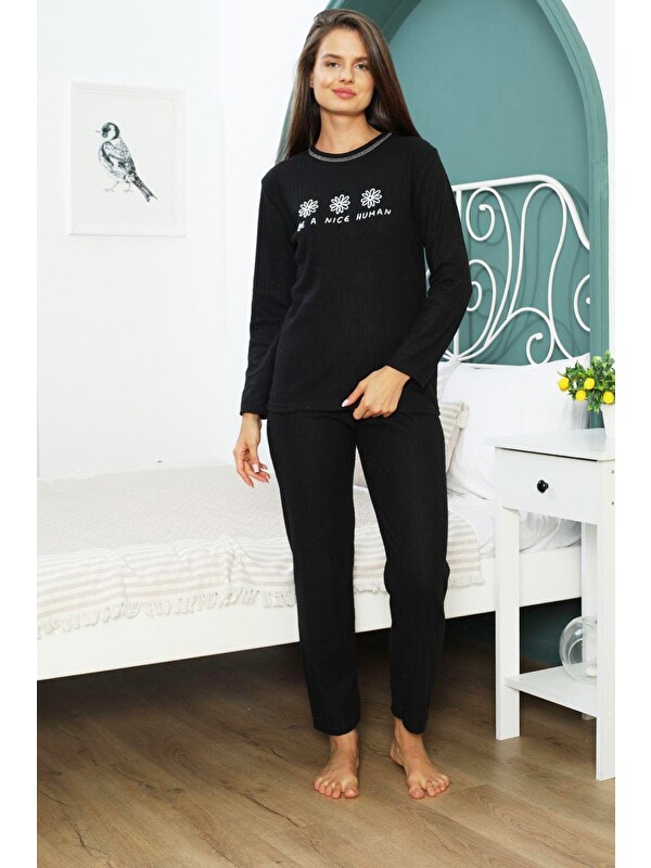 Fullamoda Let Me Slee p Baskılı Büyük Beden Pijama Takımı