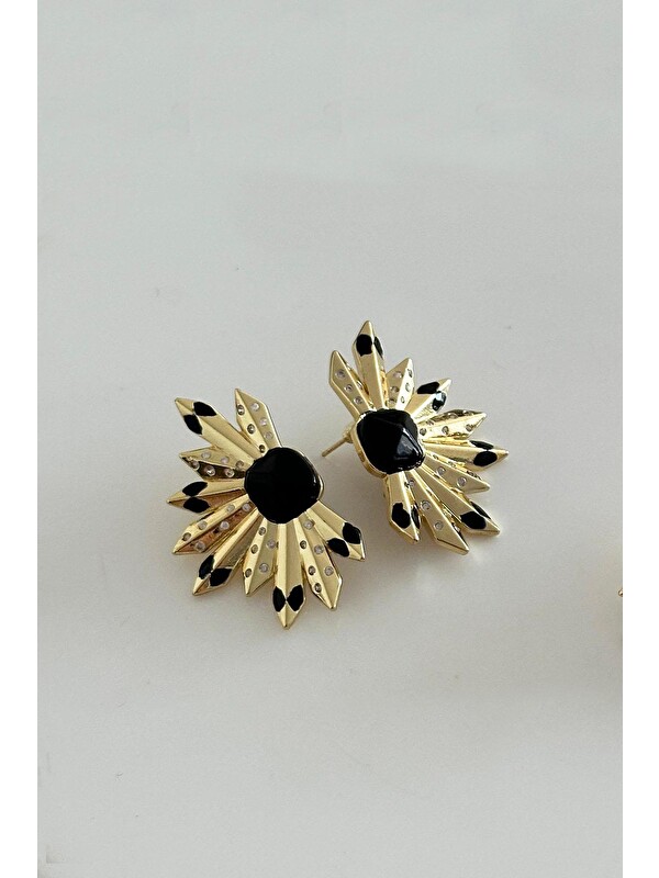 New Obsessions Gold Detaylı Yarım Mızrak Küpe