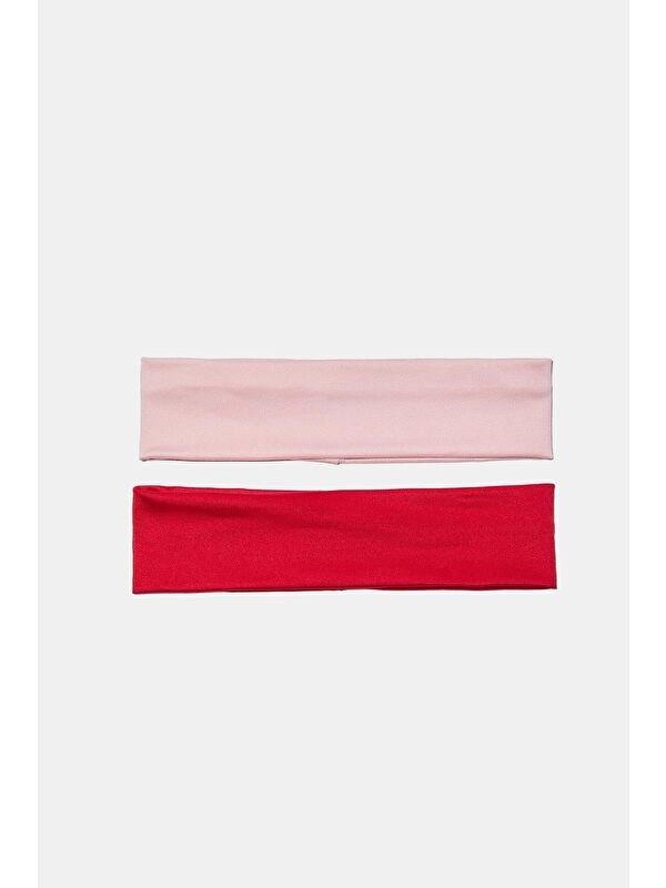 New Obsessions 2 Adet Pembe-Kırmızı Elastan Jersey Saç bandı