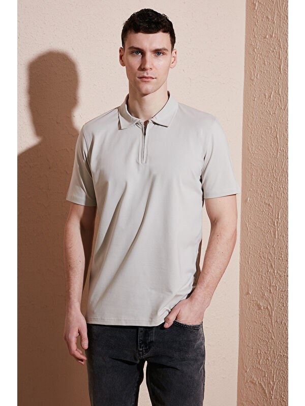 Buratti Pamuklu Regular Fit Yarım Fermuarlı Erkek Polo Yaka Tişört 5902972