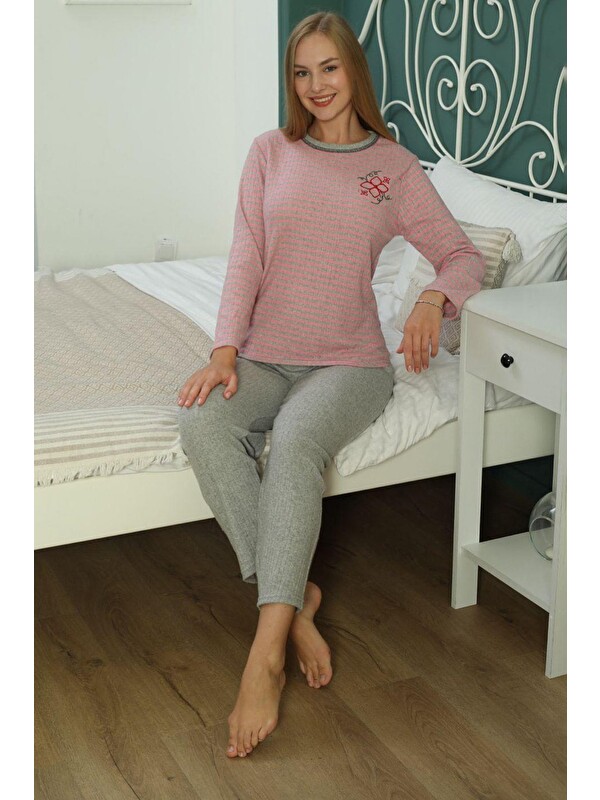 Fullamoda Büyük Beden Tavşan Baskılı Pijama Takımı