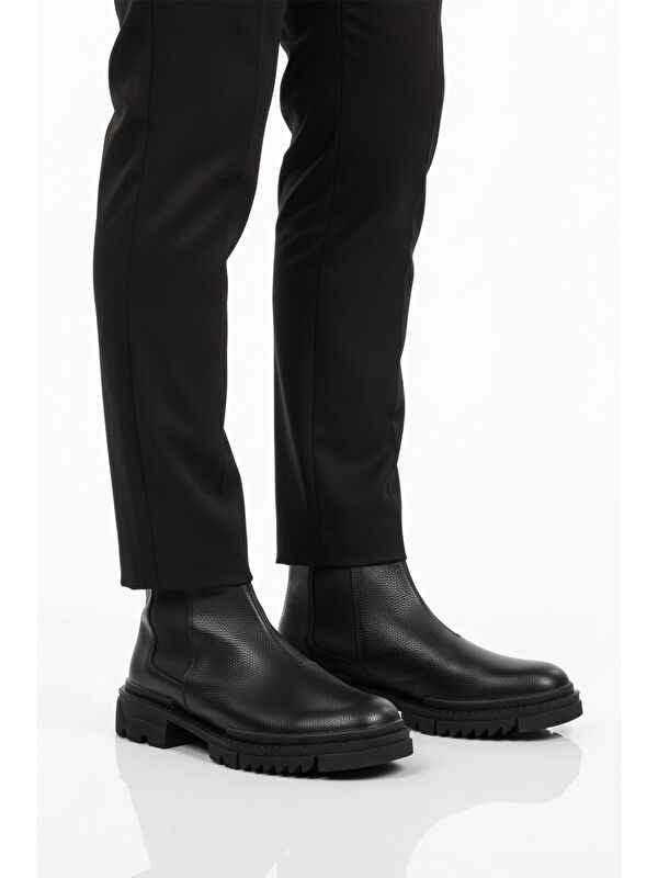 Siyah İçi Polarlı Kaymaz Soğuğa Dirençli Erkek Chelsea Bot 748 M - Görsel 2