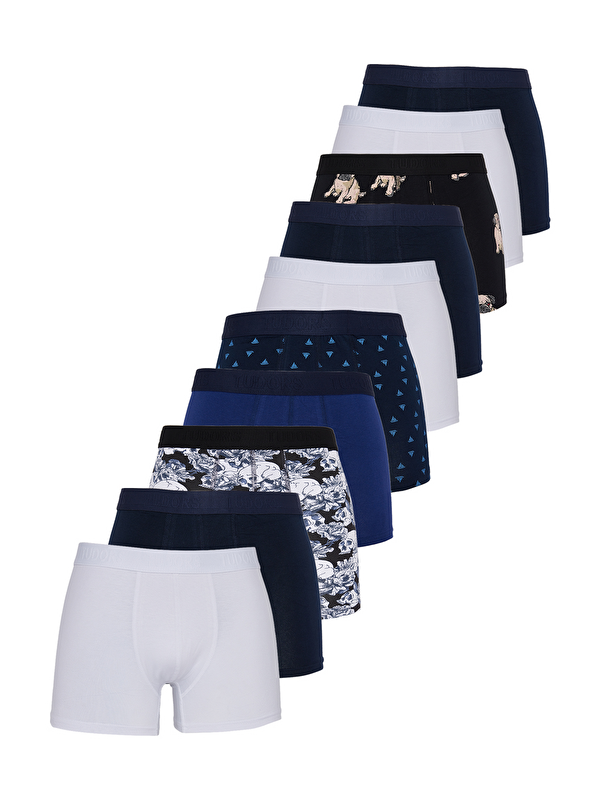 TUDORS Erkek 10'lu Elastanlı Pamuklu Esnek Kumaş Premium Seri Boxer