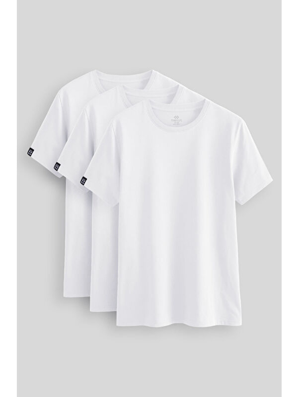 Tommylife Standart Fit Basic O Yaka 3'lü Paket Beyaz Erkek Tişört 87911