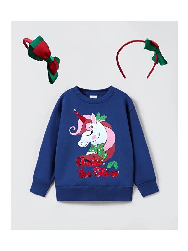Magu Desenli Pamuklu Kışlık Sweatshirt Kız Çocuk