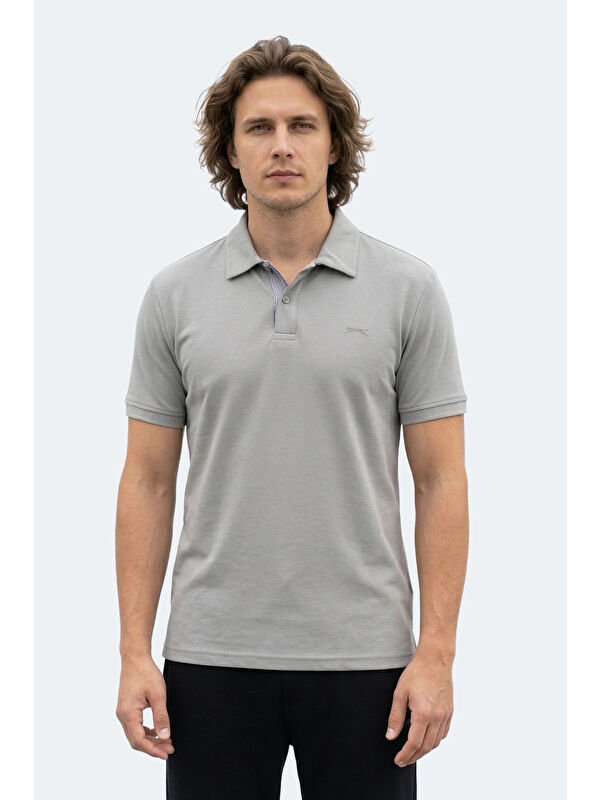 SLAZENGER ZODIACS Erkek Polo Yaka Gri Tişört