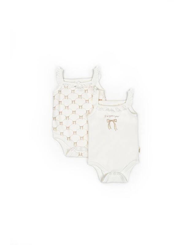 BabyCosy Organic  Bebek 2li Askılı Zıbın Body %100 Organik Pamuk - Bebek ve Yenidoğan Serisi - csy8135