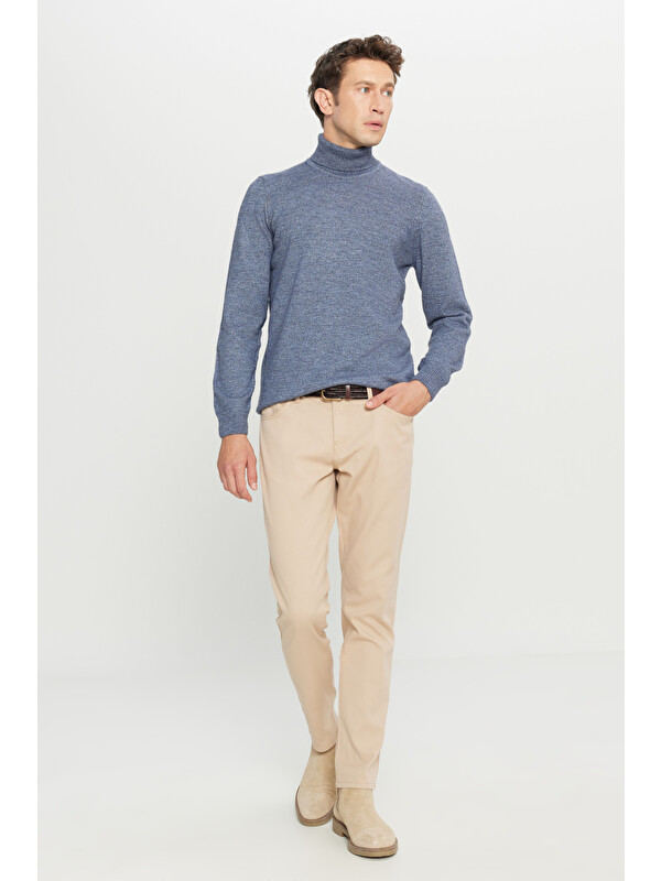 Altınyıldız Classics Erkek Bej Pamuklu Slim Fit Dar Kesim 5 Cepli Esnek Casual Pantolon