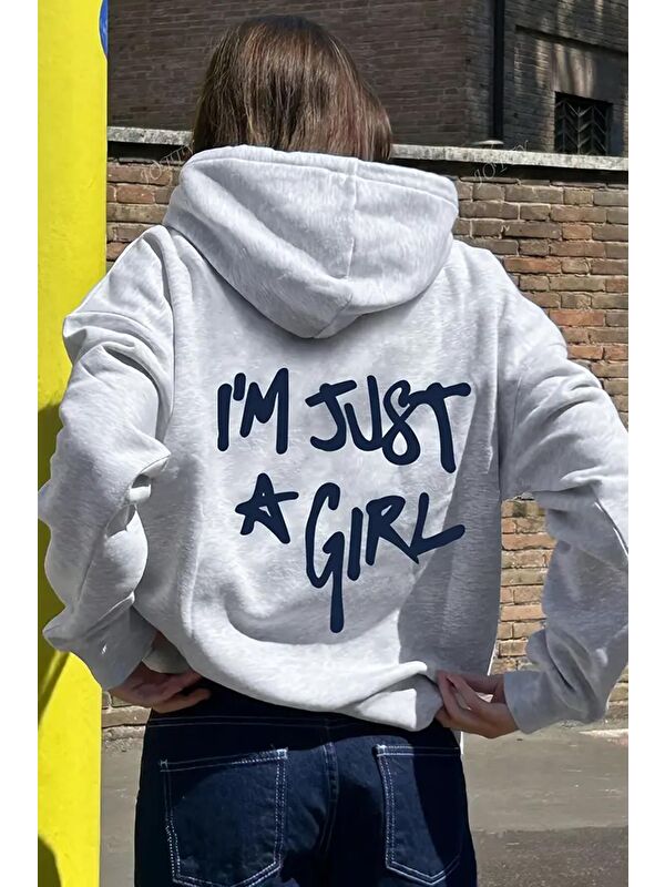 Oksit Just A Girls Sırt Baskılı İçi Pamuklu Unisex Kadın Sweatshirt