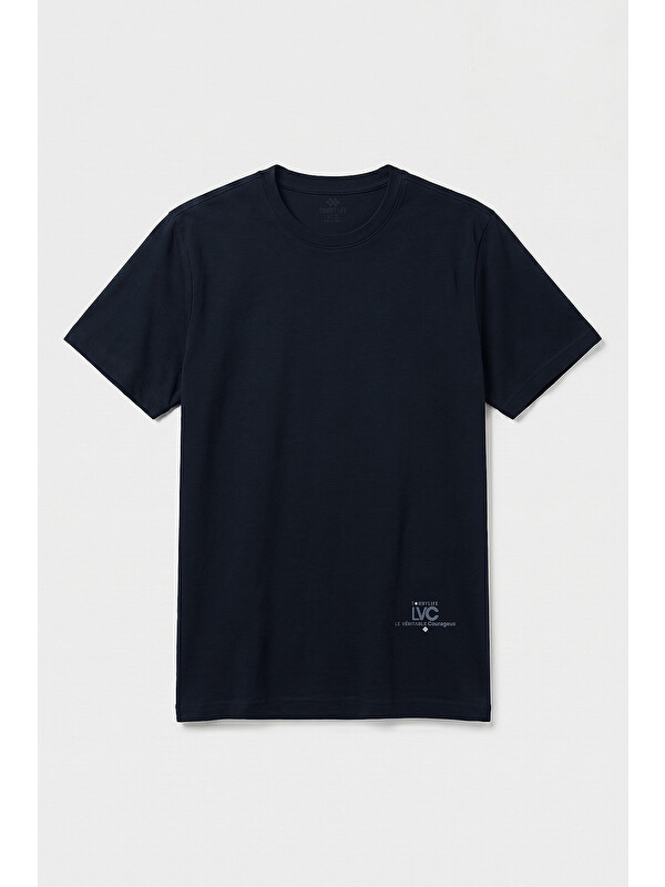 Tommylife Lacivert Standart Fit Baskılı Kısa Kollu Erkek T-Shirt - 88440