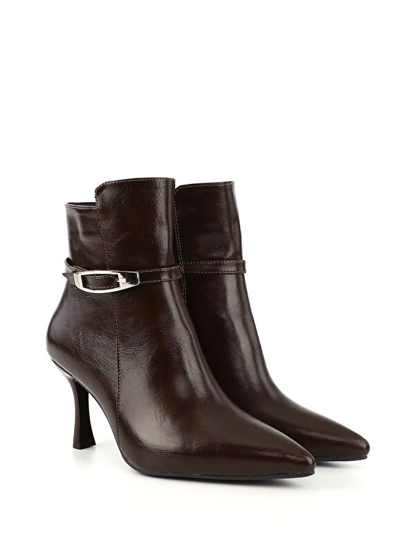 Kadın ÇİKOLATA KAHVE Fermuarlı İnce Topuklu Bot - Görsel 3