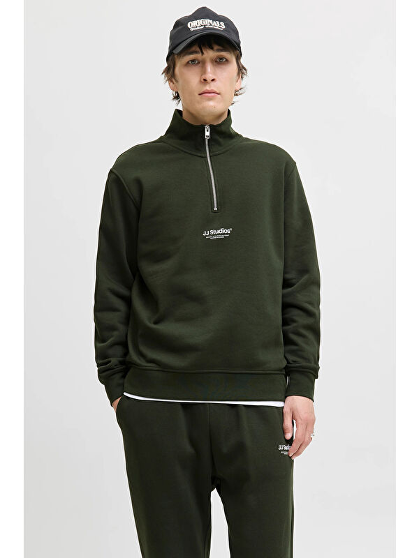 Jack & Jones Essentials Jjesoho Pamuklu Regular Fit Fermuarlı Dik Yak Sweat 12278793
