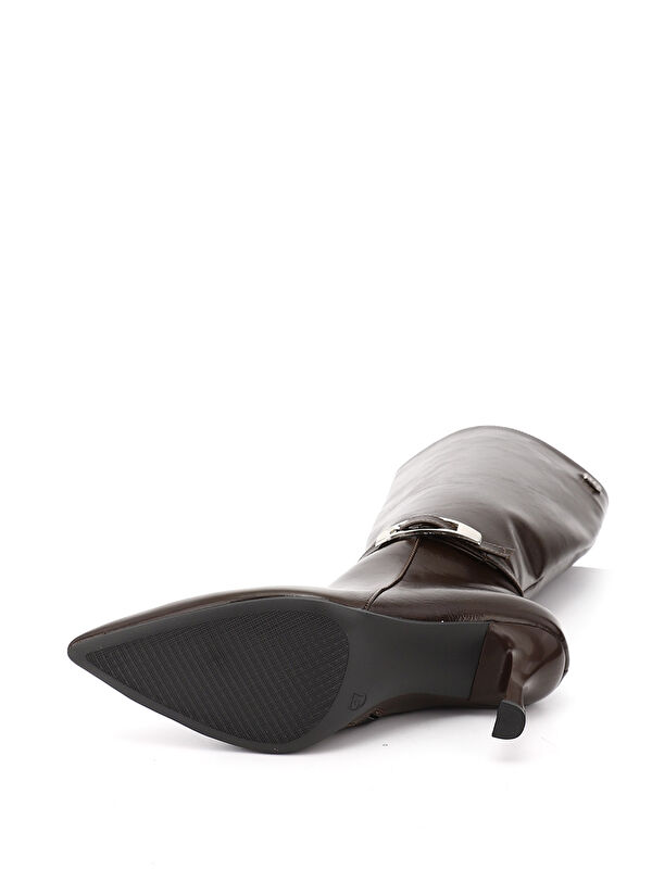 Kadın ÇİKOLATA KAHVE Fermuarlı Sivri Burunlu İnce Topuklu Çizme - Görsel 5