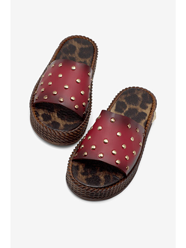 Tonny Black Kırmızı Tonny Black Poli Taban Kadın Düz Boncuk Detaylı Terlik