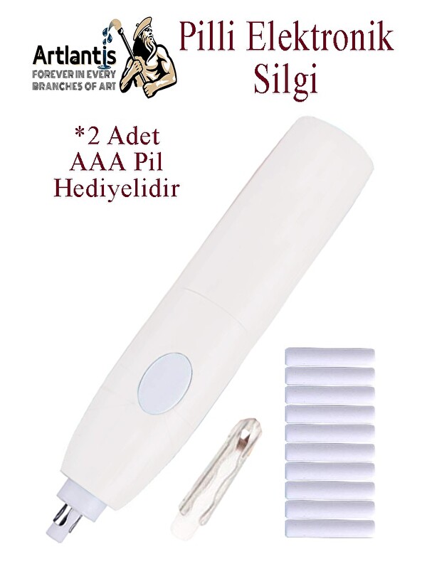 Artlantis Elektronik Silgi Pilli 1 Paket Otomatik Elektrikli Taşınabilir Kalem Silgi Kara Kalem Eskiz Çizim Gr