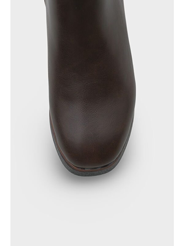 Sherry 1504 Yuvarlak Burunlu Yandan Fermuarlı Orta Topuklu Kadın Bot - Görsel 4