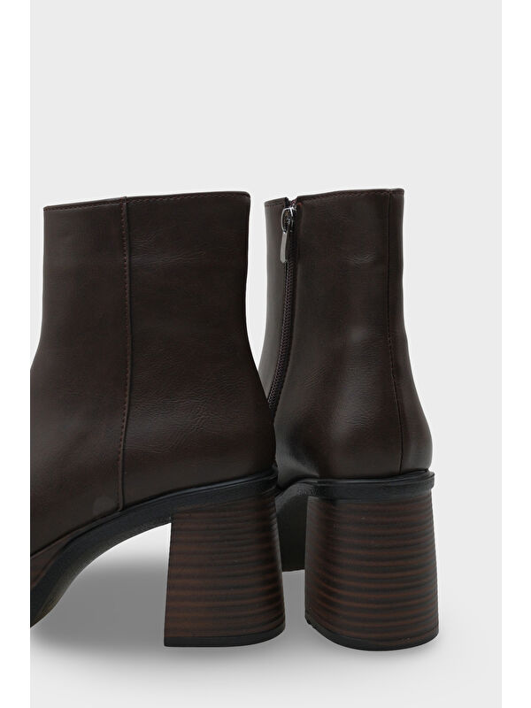 Sherry 1504 Yuvarlak Burunlu Yandan Fermuarlı Orta Topuklu Kadın Bot - Görsel 5