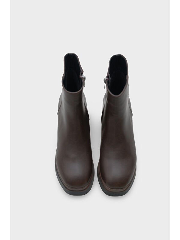 Sherry 1504 Yuvarlak Burunlu Yandan Fermuarlı Orta Topuklu Kadın Bot - Görsel 7