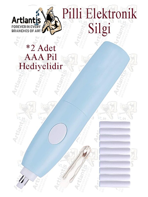 Artlantis Elektronik Silgi Pilli 1 Paket Otomatik Elektrikli Taşınabilir Kalem Silgi Kara Kalem Eskiz Çizim Gr