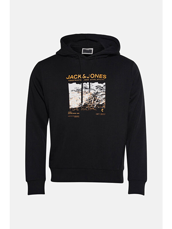 Jack & Jones Core Jcoboost Pamuklu Baskılı Kapüşon Yaka Sweat 12284474