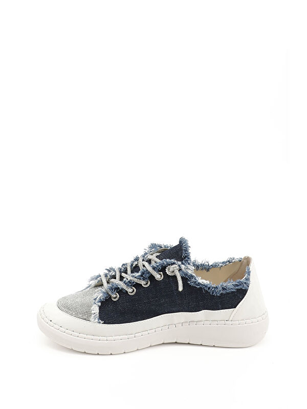 Kadın İNDİGO LACİVERT Jean Triko Taşlı Comfort Sneaker - Görsel 4