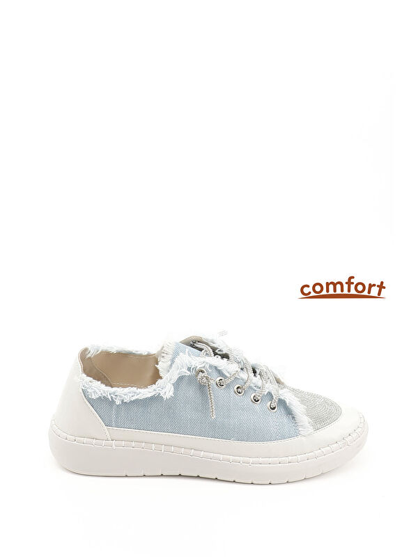 Kadın MAVİ Jean Triko Taşlı Comfort Sneaker - Görsel 2