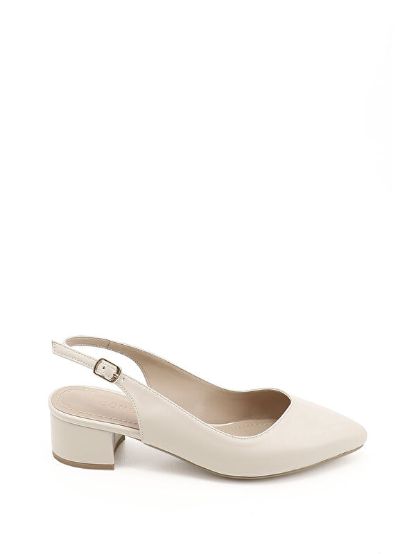 Kadın KREM Sivri Burun Arkası Açık Ayakkabı - Görsel 2