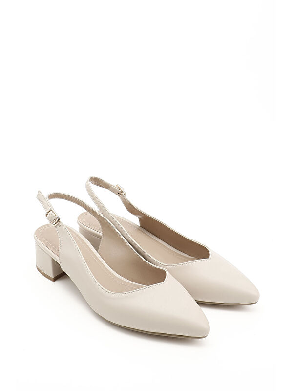 Kadın KREM Sivri Burun Arkası Açık Ayakkabı - Görsel 3