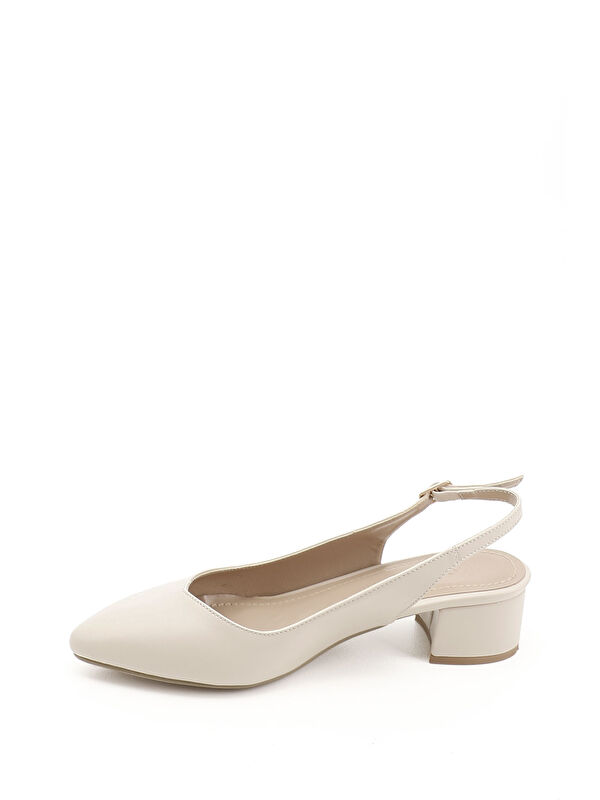 Kadın KREM Sivri Burun Arkası Açık Ayakkabı - Görsel 4
