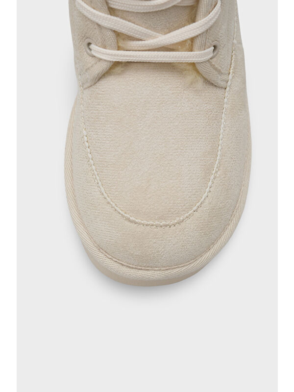 Madeline Kalın Tabanlı Yuvarlak Burunlu Bağcıklı Kürklü Kadın Bot - Görsel 5