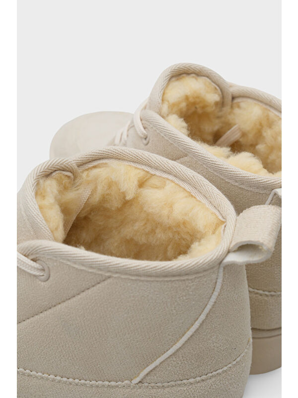 Madeline Kalın Tabanlı Yuvarlak Burunlu Bağcıklı Kürklü Kadın Bot - Görsel 6