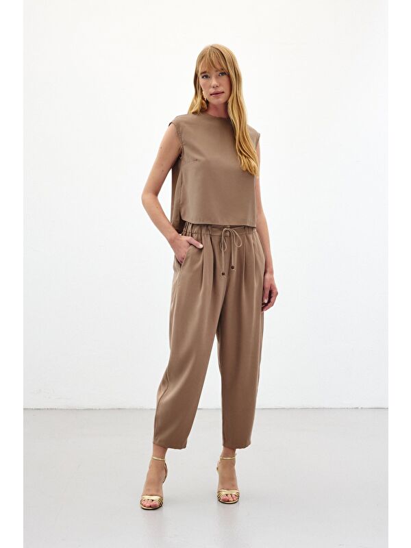 SATEEN Şalvar Kesim Pantolon - Vizon