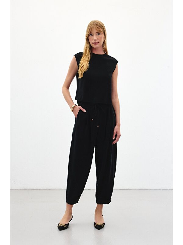 SATEEN Şalvar Kesim Pantolon - Siyah