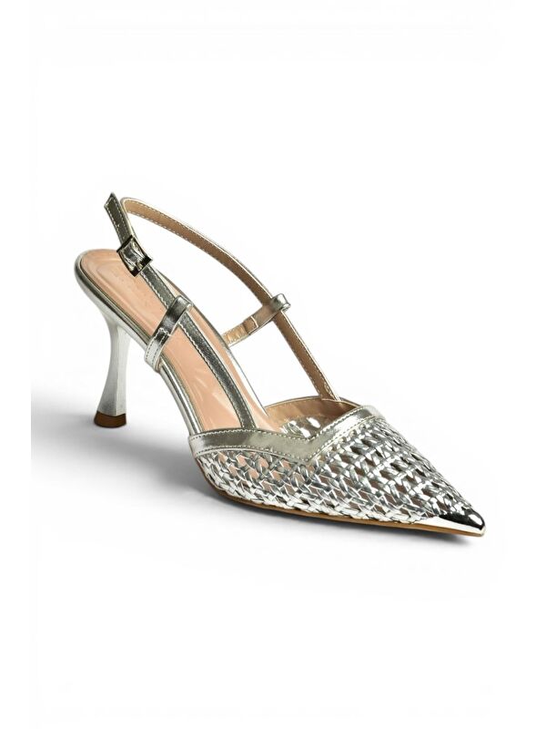 Fox Shoes Gümüş Kadın Topuklu Ayakkabı Y820418309