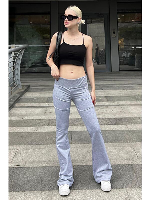 Madmext Grimelanj Beli Fitilli Yüksek Bel İspanyol Paça Pantolon Mg2096