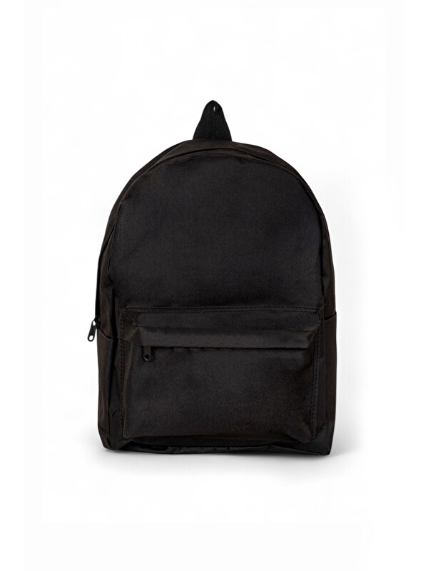 TONNY BLACK Unisex Siyah Önü Fermuarlı İki Bölmeli Sırt Çantası