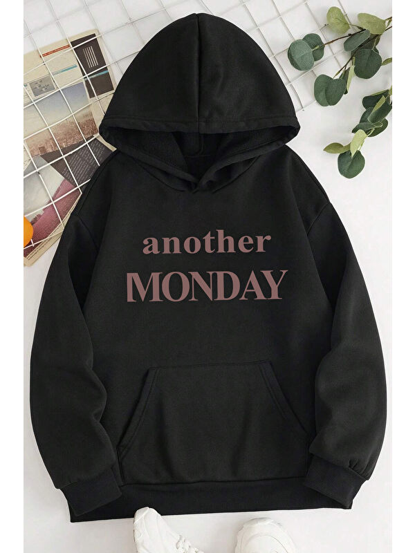 uyguntarz Monday Baskılı Pamuklu Oversize Sweatshirt