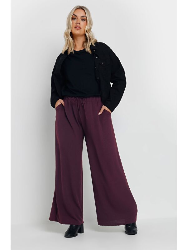 Stil Diva Büyük Beden Beli Lastikli Bol Paça Cepli Pantolon 303861