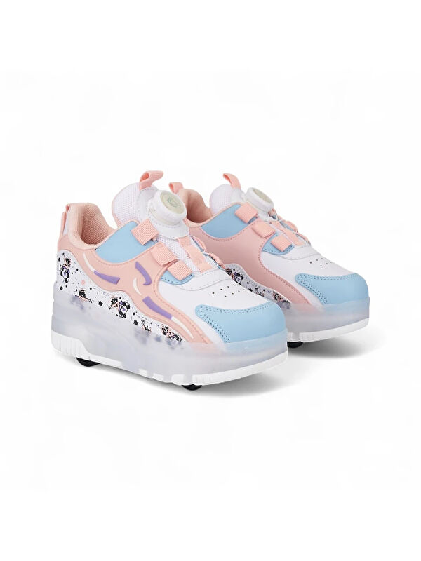 Pudra Işıklı Patenli Ortopedik Kız Çocuk Spor Ayakkabı Nils - Görsel 3